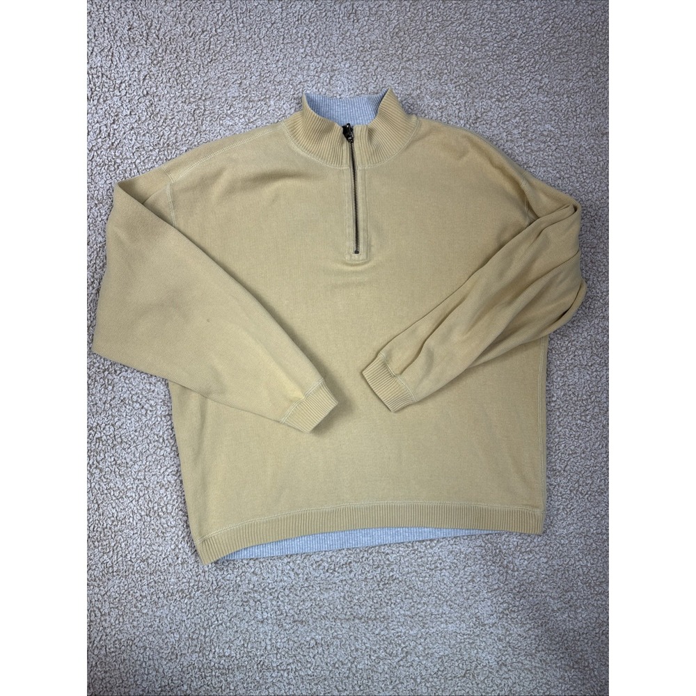 Tommy Bahama Sweater Mens XL Beige Gray Reversible Quarter Zip Pullover - Picture 11 of 14